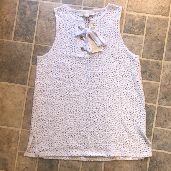 Michael Kors Crochet Lace Up Sleeveless Top NWT - Picture 1 of 8